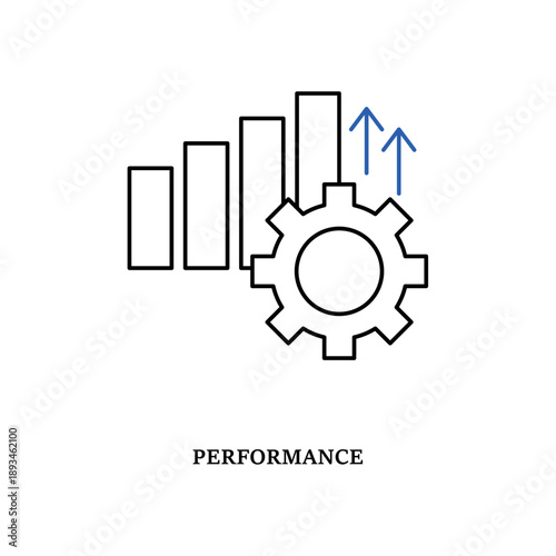 Simple Performance gear and arrow up icon for social media, app, and web design. Vector illustration, Eps 10.