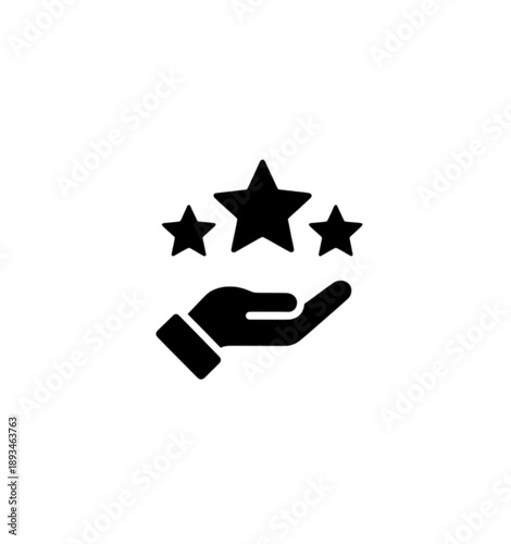 A hand holding three stars vector image illustrating high quality service, customer satisfaction ratings, and excellence rewards