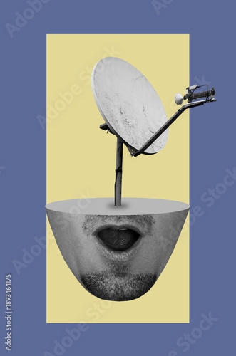 Surrealistic collage with a head of a man	