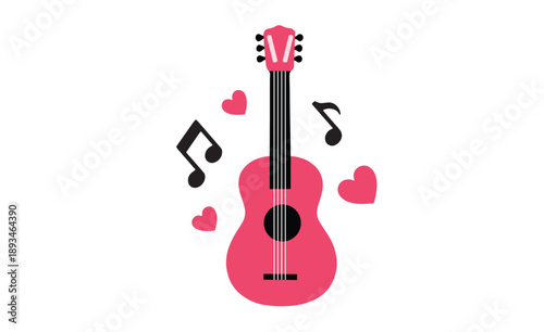 Love song and serenade concept – Vector musical instrument for Valentine's Day