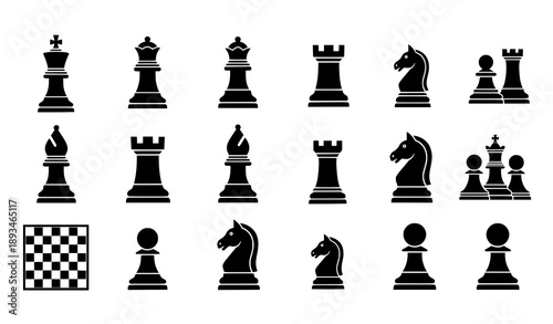 Chess Silhouettes Vector Icon Set EPS10
