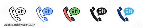 Emergency Number Icon Collection With Multiple Styles