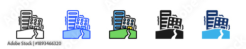 Earthquake Warning Icon Collection With Multiple Styles