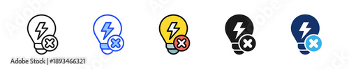 Power Outage Icon Collection With Multiple Styles
