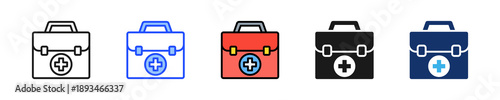 Emergency Bag Icon Collection With Multiple Styles