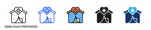 Emergency Shelter Icon Collection With Multiple Styles