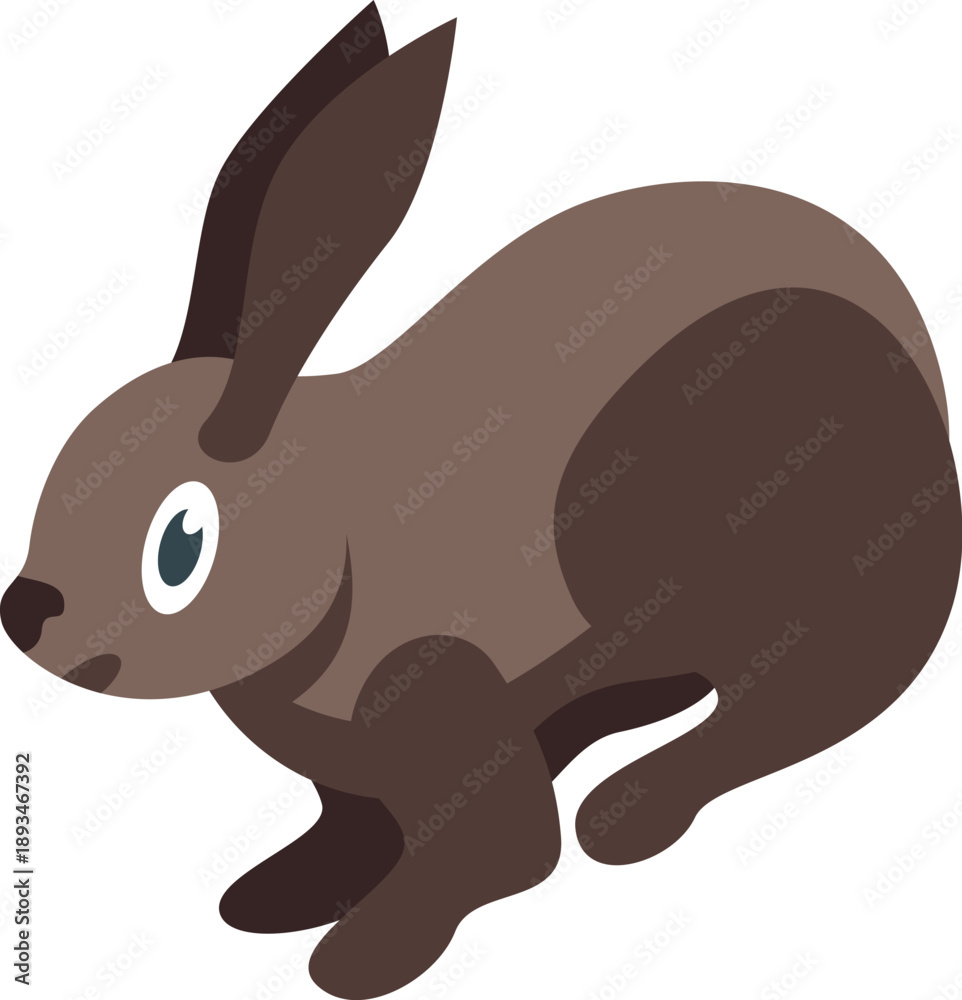 Fototapeta premium Brown rabbit running, isometric illustration isolated on white background