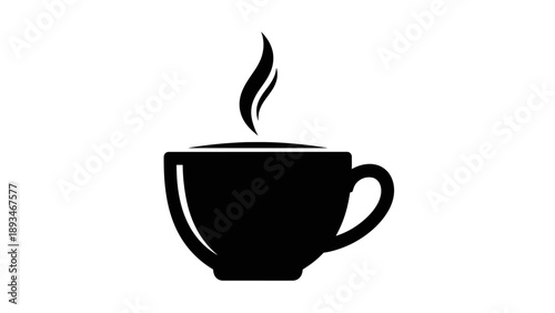 Steaming hot coffee cup icon.