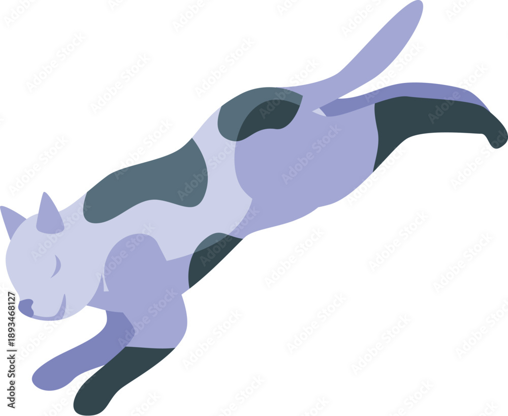 Obraz premium Playful jumping cat with purple fur and dark spots