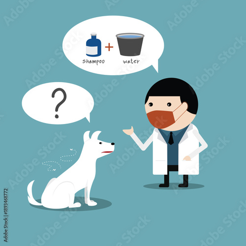 Veterinarian with Dog Flat Character Illustration Vector