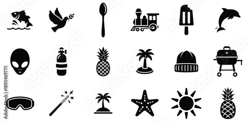 Collection of Summer Vacation Icons Flat Design vector illustration