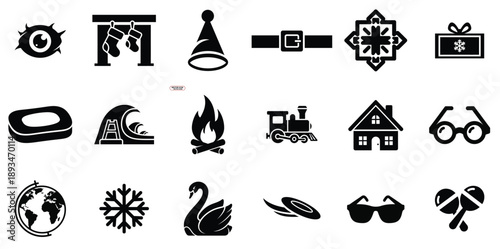 Set of 18 minimalist lifestyle and hobby icons flat design vector illustration isolated on white background