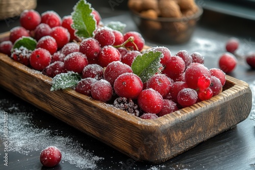 Fresh cher sprinkled with powdered sugar.