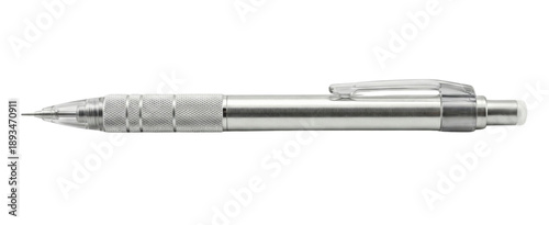 Silver mechanical pencil with knurled grip