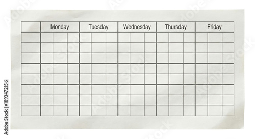 Foto Blank weekly planner grid on textured paper