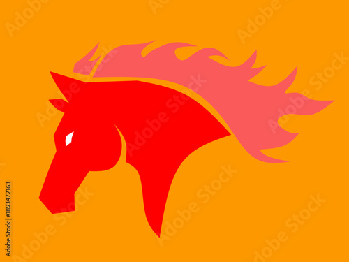 horse with a red ribbon