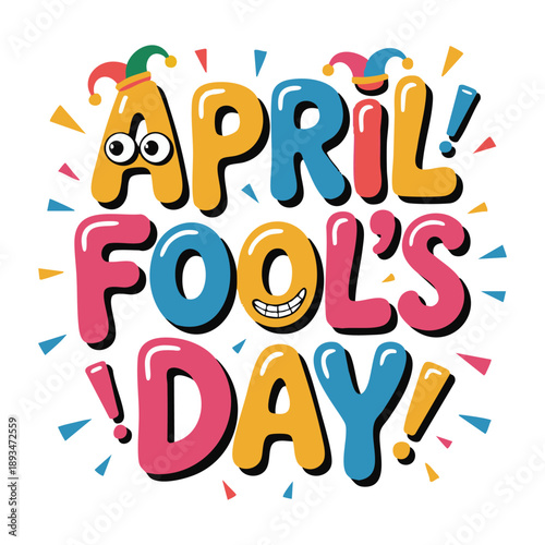 April Fools Day Colorful Typography Celebration Illustration