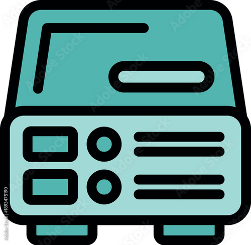 Portable multimedia projector displaying business presentations, perfect for office meetings and conferences