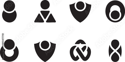 Collection of abstract human figures icons design
