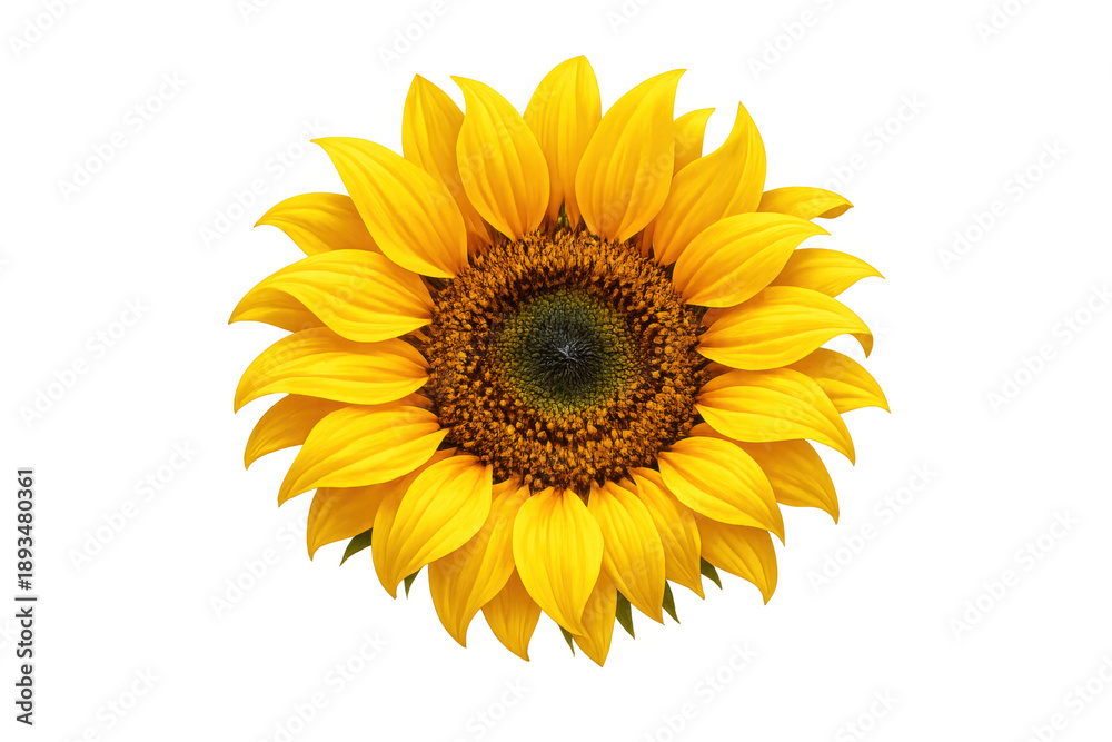 Obraz premium Sunflower head with bright yellow petals, radiating warmth and natural beauty, isolated on transparent background