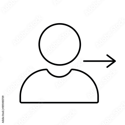 A vector icon representing revoked user access, with a right-pointing arrow indicating permission removal, created in line style with editable stroke