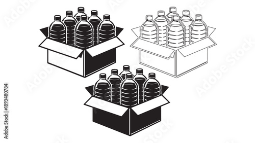 Plastic soda bottle silhouette isolated on white background reusable beverage container for water or carbonated drinks vector illustration mockup