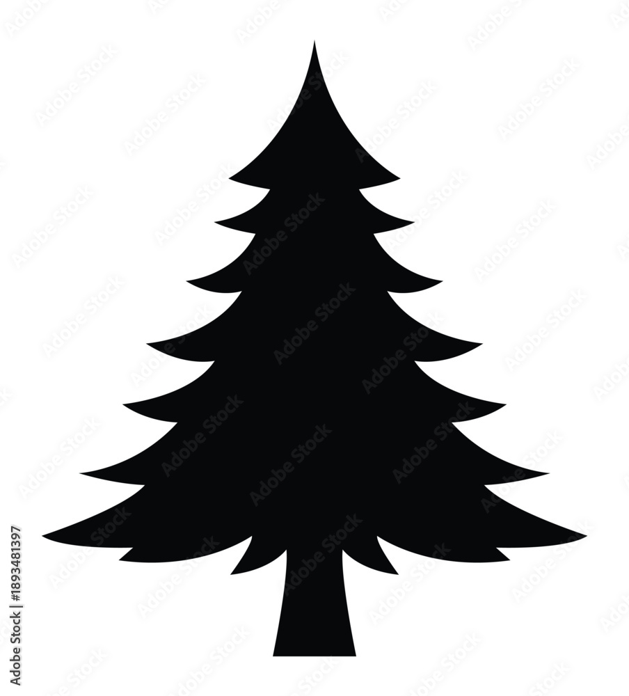 Fototapeta premium Fir and Pine Tree Silhouettes Collection – Forest Design Elements 