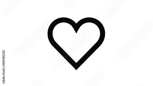 Simple heart outline icon representing love, health, or favorite social media interactions on a clean white background for minimalist design.
