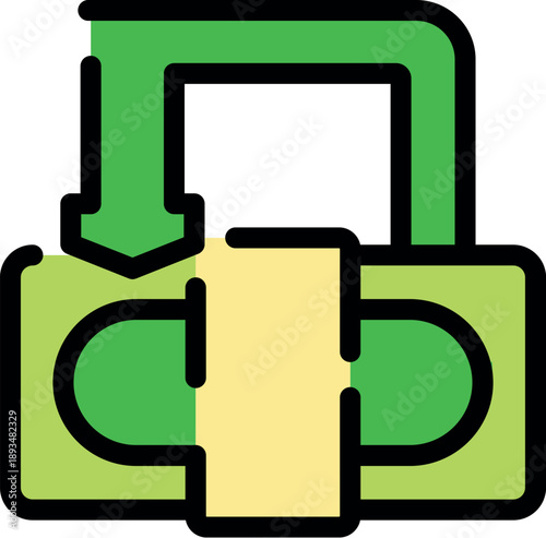 Secure money transfer protected by a green padlock, ensuring safe transactions and financial security