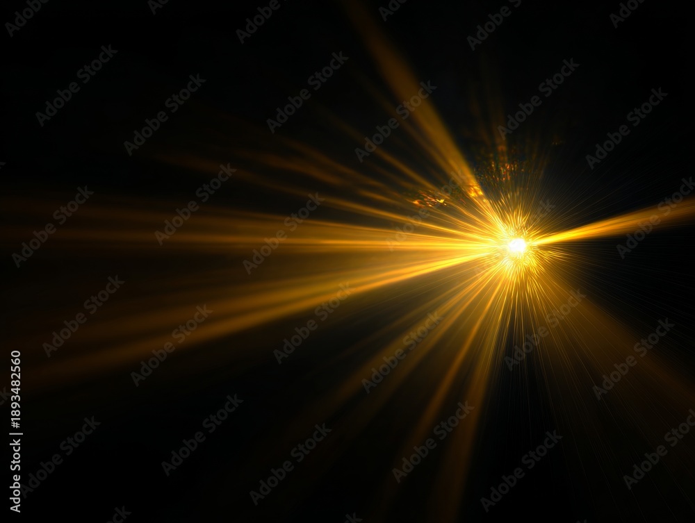 Obraz premium Golden light Lens flare Abstract background with Bright rays and an Energy burst, creating a vibrant and powerful visual effect.