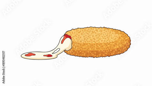 Crispy golden fritter oozing with melted cheese and red sauce