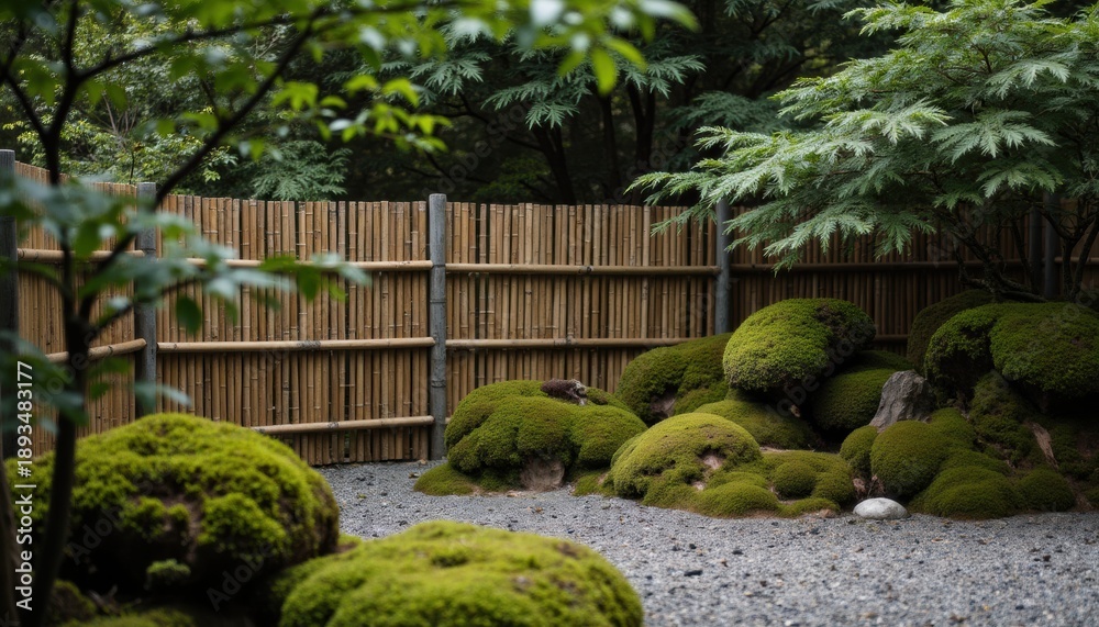 Obraz premium Serene Zen Garden with Lush Green Moss and Natural Elements