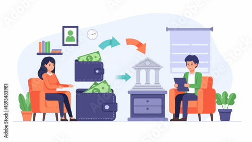 Digital transaction between individuals and financial institution