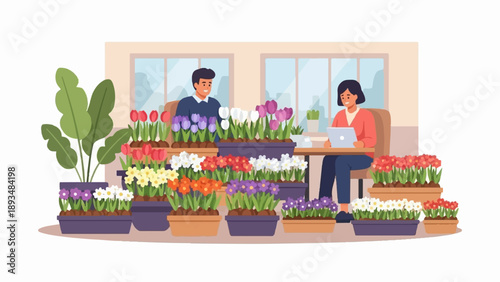 Diverse blooms on display as people tend to floral shop business