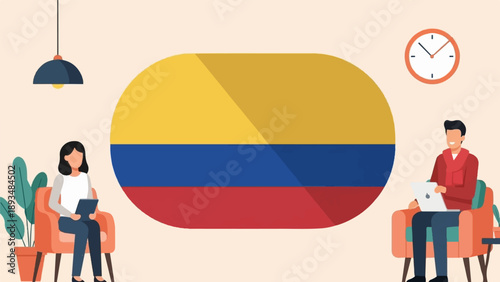 Diverse people working and relaxing in a modern, brightly lit room