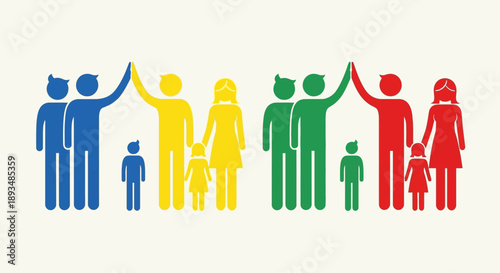 Diverse family members standing together in unity and celebration