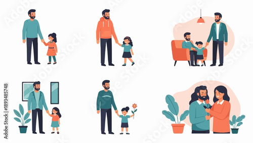 Family bonding moments, parents and children sharing quality time and affection