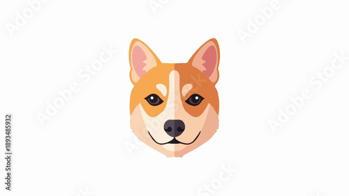 Flat cartoon illustration of a dog's face on a white background