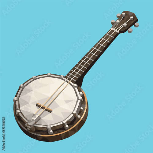banjo with lowpoly art, eps 10 illustration