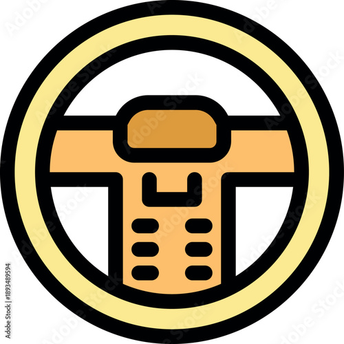 Simple yet recognizable steering wheel icon symbolizing driving, automobiles, and control over a vehicle