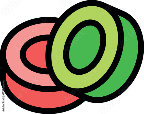 Japanese maki sushi roll cut with avocado and salmon with concentric circles, representing balanced diet and healthy lifestyle