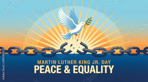 Martin luther king jr. Day peace and equality illustrating broken chains