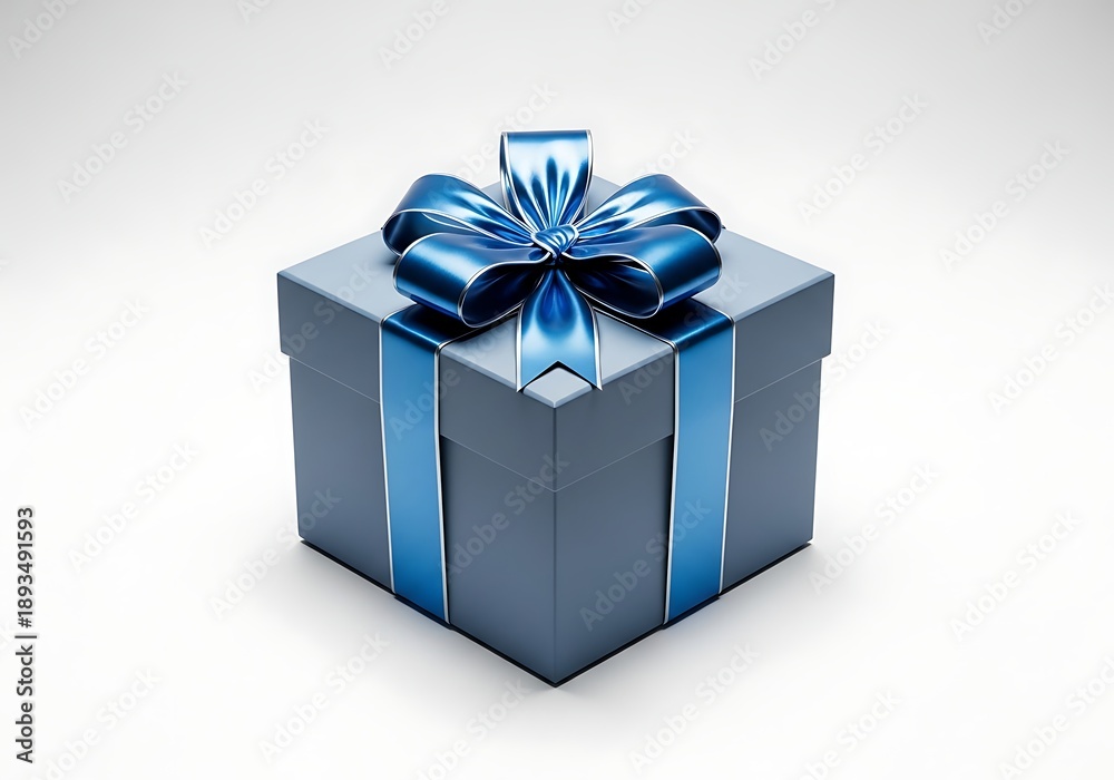 Obraz premium blue gift box with ribbon