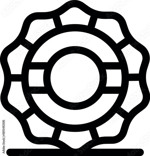 Lifebuoy ring ensuring safety and rescue possibilities, depicted on a surface, ready for emergency situations