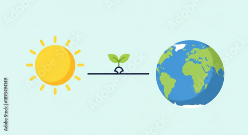 Sunshine nourishes young plant growth towards a healthy earth globe