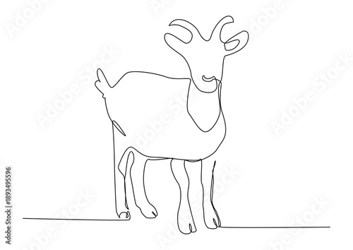 continuous one line art of goat drawing style. Minimalist black linear sketch isolated on white background.