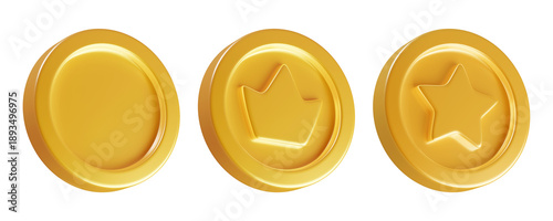 Obraz na plátne 3D gold coins with crown, star