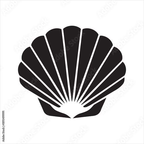 Seashell Scallop Silhouette Icon – Marine Beach Shell Vector