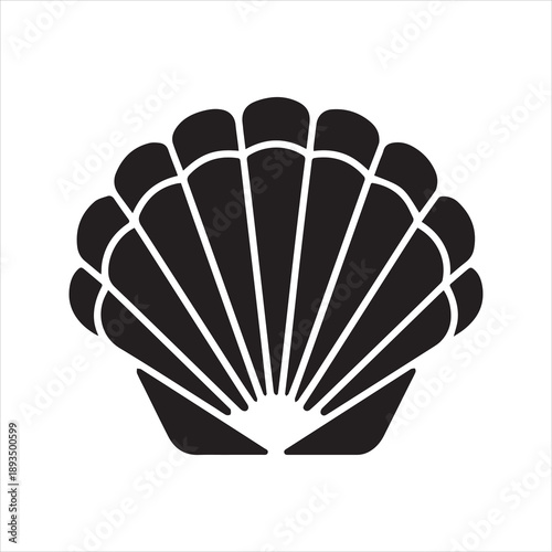 Seashell Scallop Silhouette Icon – Marine Beach Shell Vector