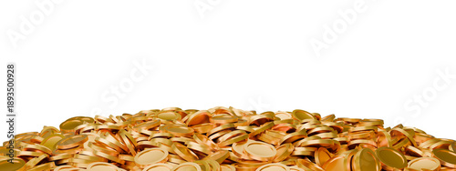 Schilderij op canvas 3d render a pile of gold coins isolated on transparent background for financial concept, png format